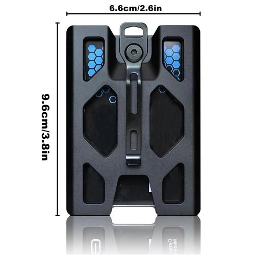 Imagen 2 del producto Portatarjetas de aluminio/cartera_ Portatarjetas de identificación duradero con clip de metal y ranura para 4 tarjetas