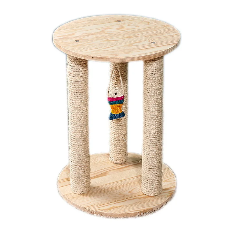 

Solid wood cat climbing frame Small sisal jumping platform Toys scratching board wooden frame