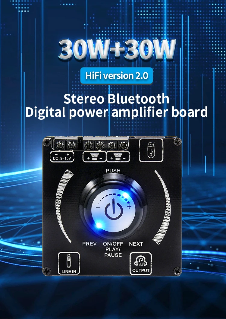 

Bluetooth 5.1 App Multi-function Ape Lossless Decoding Mini High Fidelity 2 * 30W Digital Class D DIY Power Amplifier Module