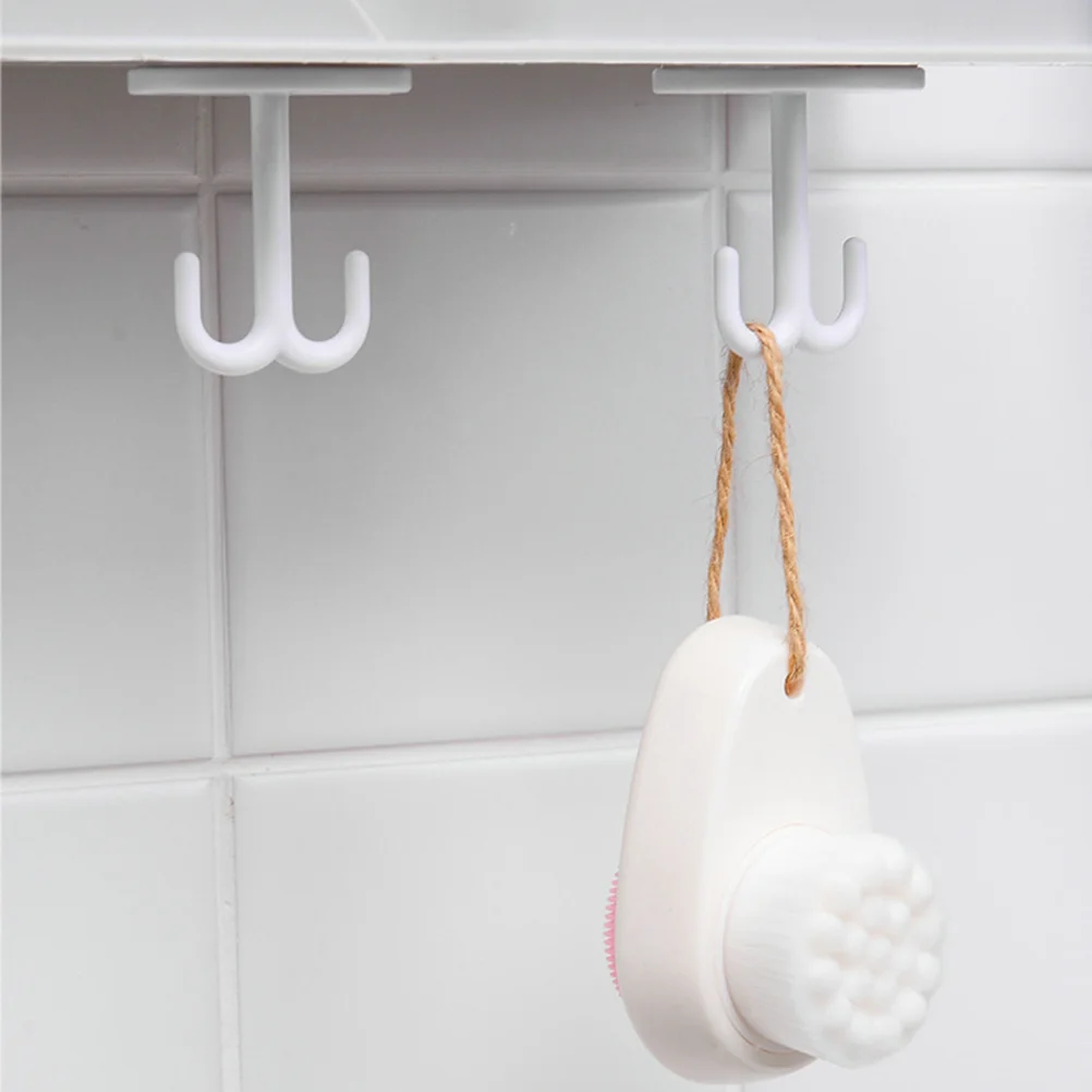 6pcs Overhead Hooks Heavy Duty Adhesive Hanging Organizer For Closet Cabinet Bathroom Kitchen Garage No Drill Towel Tool Key