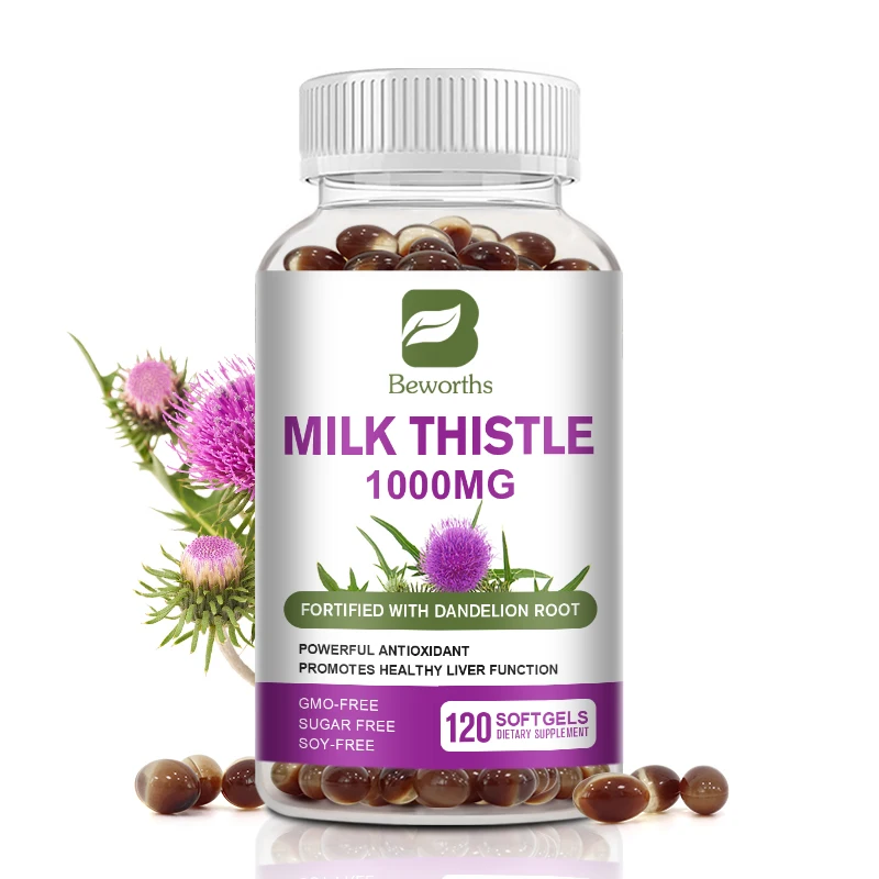 

BEWORTHS 100% Natural Organic Milk Thistle Extract Capsules Detoxify and Clean Nourish Liver Protect Liver Antioxidation Non-gmo