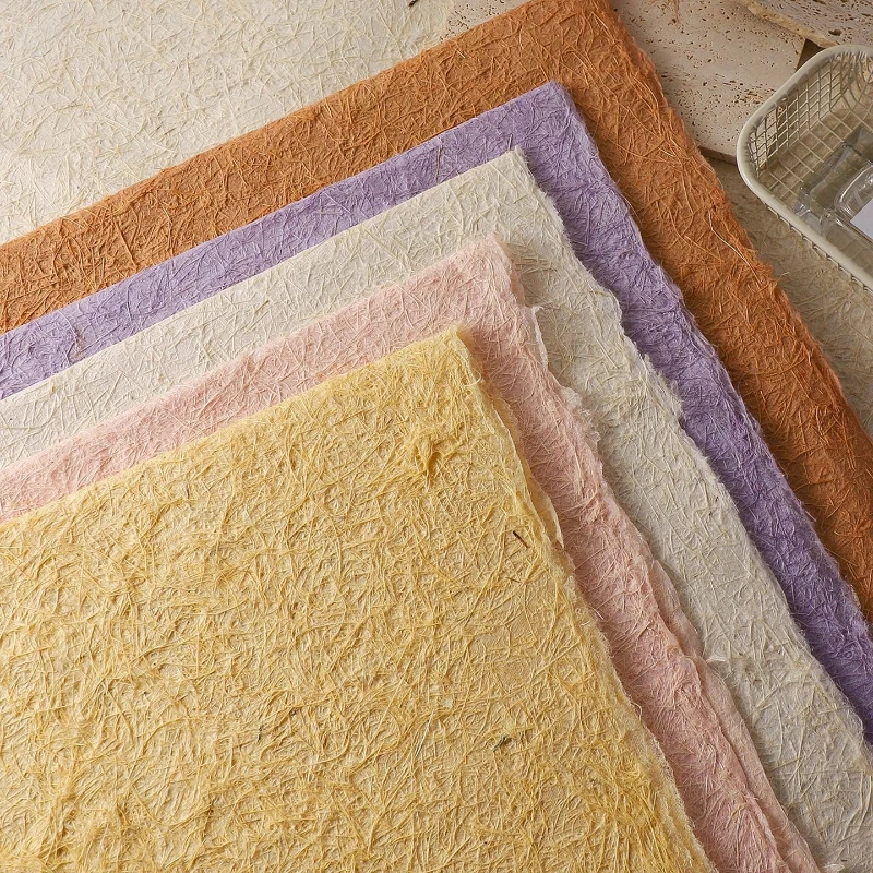4 Sheet Flower Bouquet Packaging Paper Fiber Wrapper Natural Burr Cloud Hemp Paper Mother's Day Present Decoration Materials