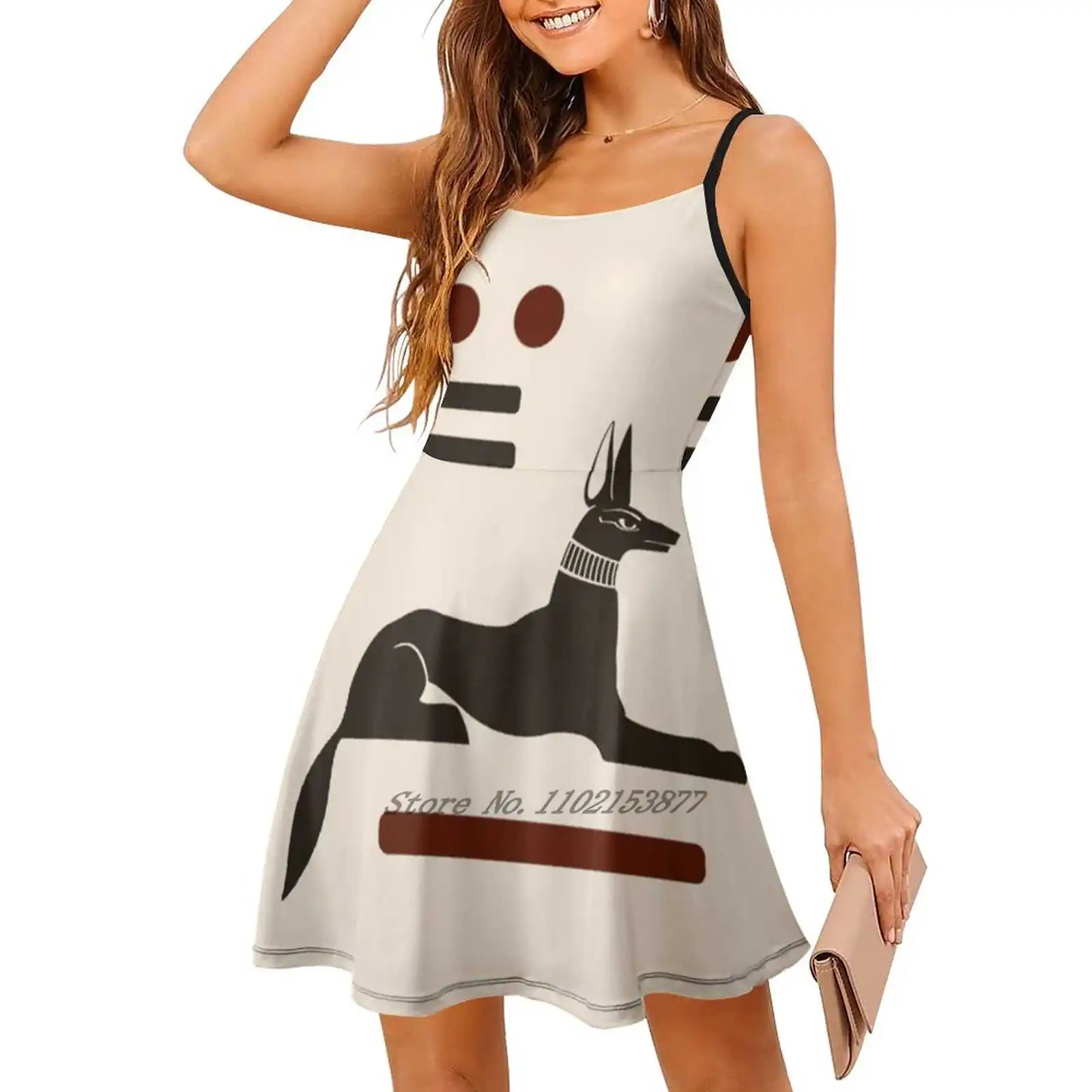 Anubis Ancient Egyptian Loose Pocket Dress Women's Printed Dresses Multiple styles Dress New Design Ramses Egypt Civilization