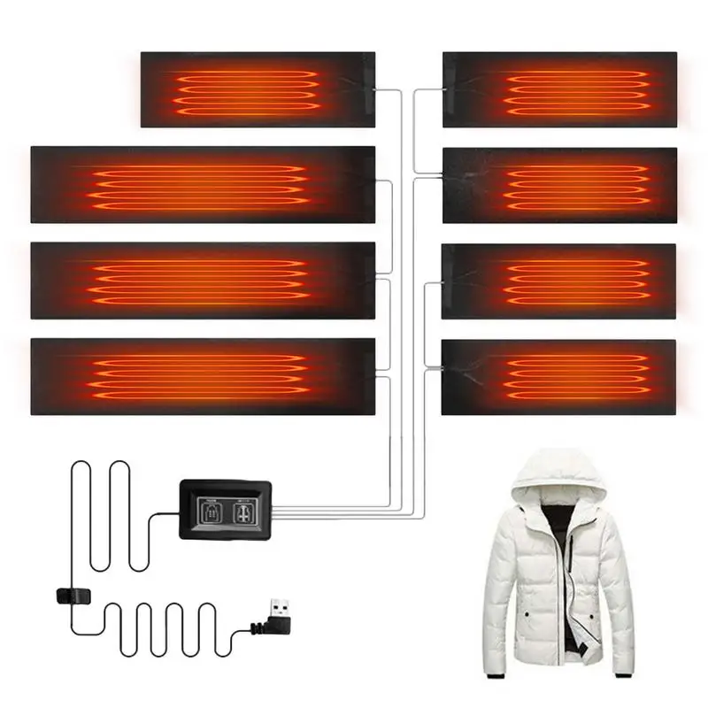 USB Clothes Heater Pad Electric Heated Jacket Themal Warm Heating Vest Pads Heating Film Electric Winter Infrared Fever Heat Mat