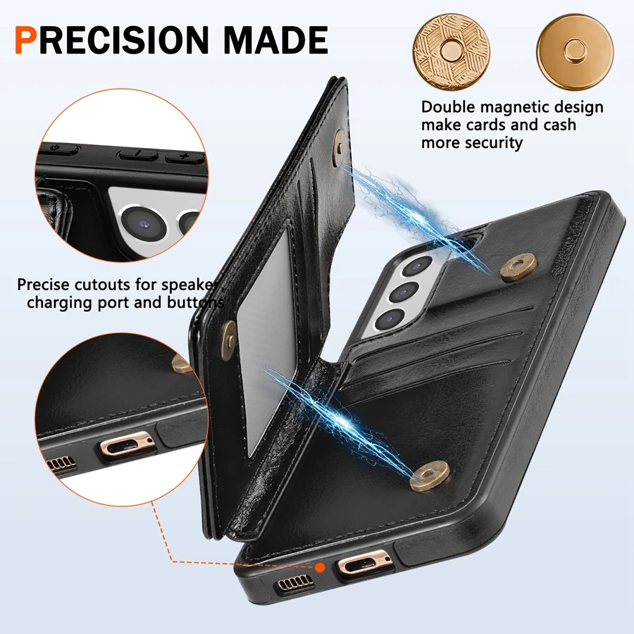 RFID-blockierende Brieftasche mit Diebstahlschutz und magnetischer Lederhülle für Samsung Galaxy S26 Ultra A17 A18 A27 A36 A37 A55 A56 A57