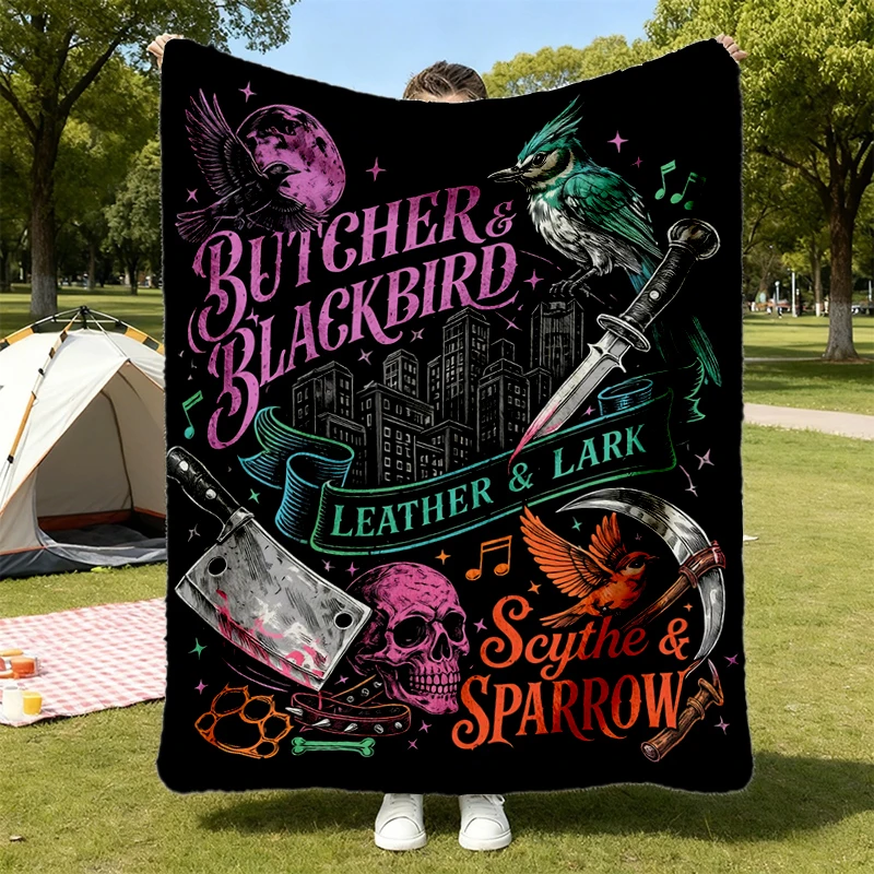 Dark Romance Book Series Colors Flannel Throw, Butcher Blackbird Leather and Lark Cozy Blanket, Brynne Weaver Spicy Roma