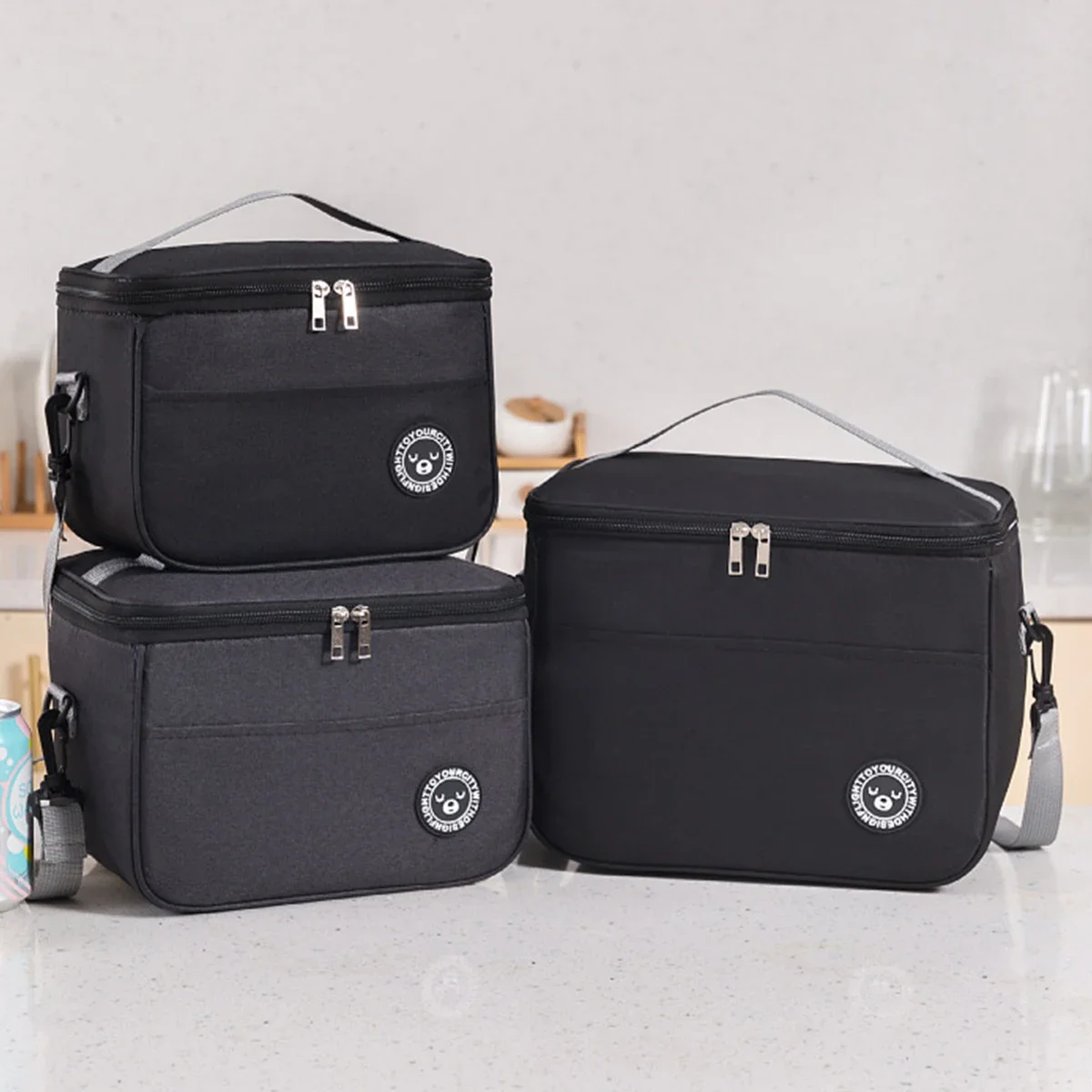 Isolierte Tasche, Lunchbox, Handtasche, quadratische Isoliertasche, verdickte Bento-Tasche aus Aluminiumfolie, für Büroangestellte, Studenten zum Mitnehmen von Speisen, L – Detail 9