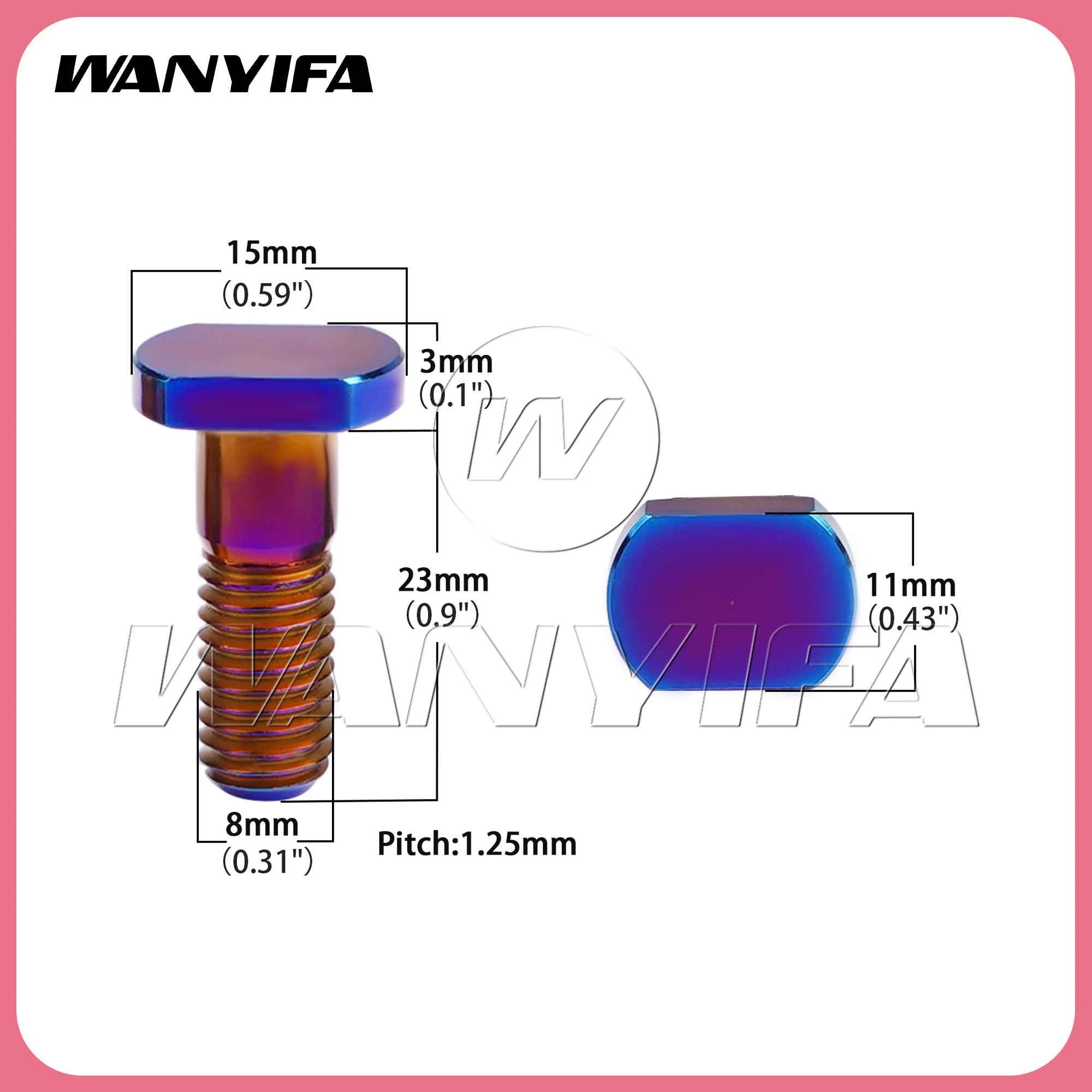 Wanyifa 10pcs/20pcs Titanium Bolts M8x23mm Pitch1.25mm  Square Head Screw for Motorcycle Fasteners