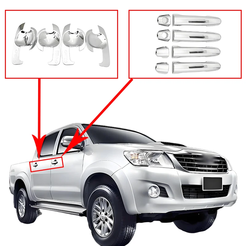 مناسبة ل هايلكس فيجو 2012-2014 Abs البلاستيك غطاء وعاء الباب الداخلي ، غطاء المقبض ، غطاء خزان الوقود الديكور