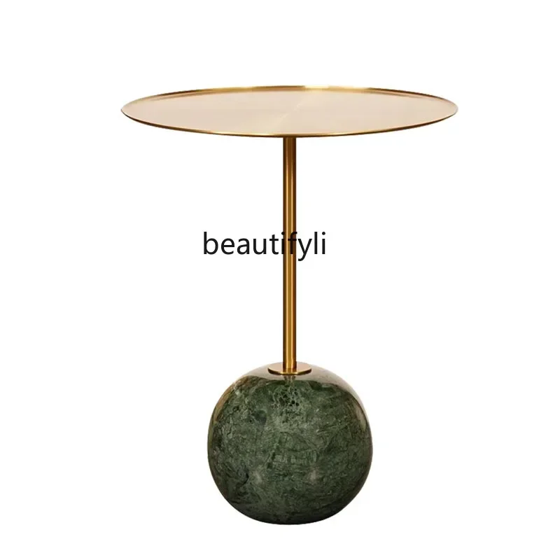 

FG26Nordic Light Luxury and Simplicity Marble Side Table Model Room Bedroom Creative Wrought Iron round Corner Table
