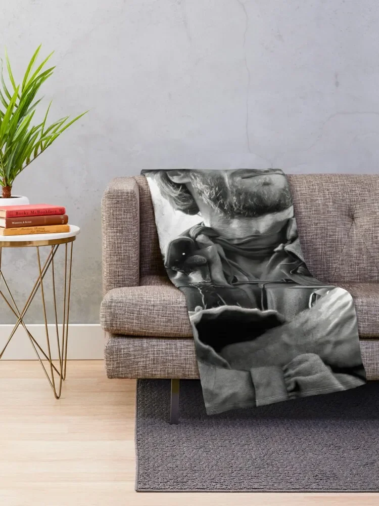 Clint Eastwood, Black and White, Vintage Cowboy Wall art Throw Blanket warm winter Furry Bed Vintage Blankets