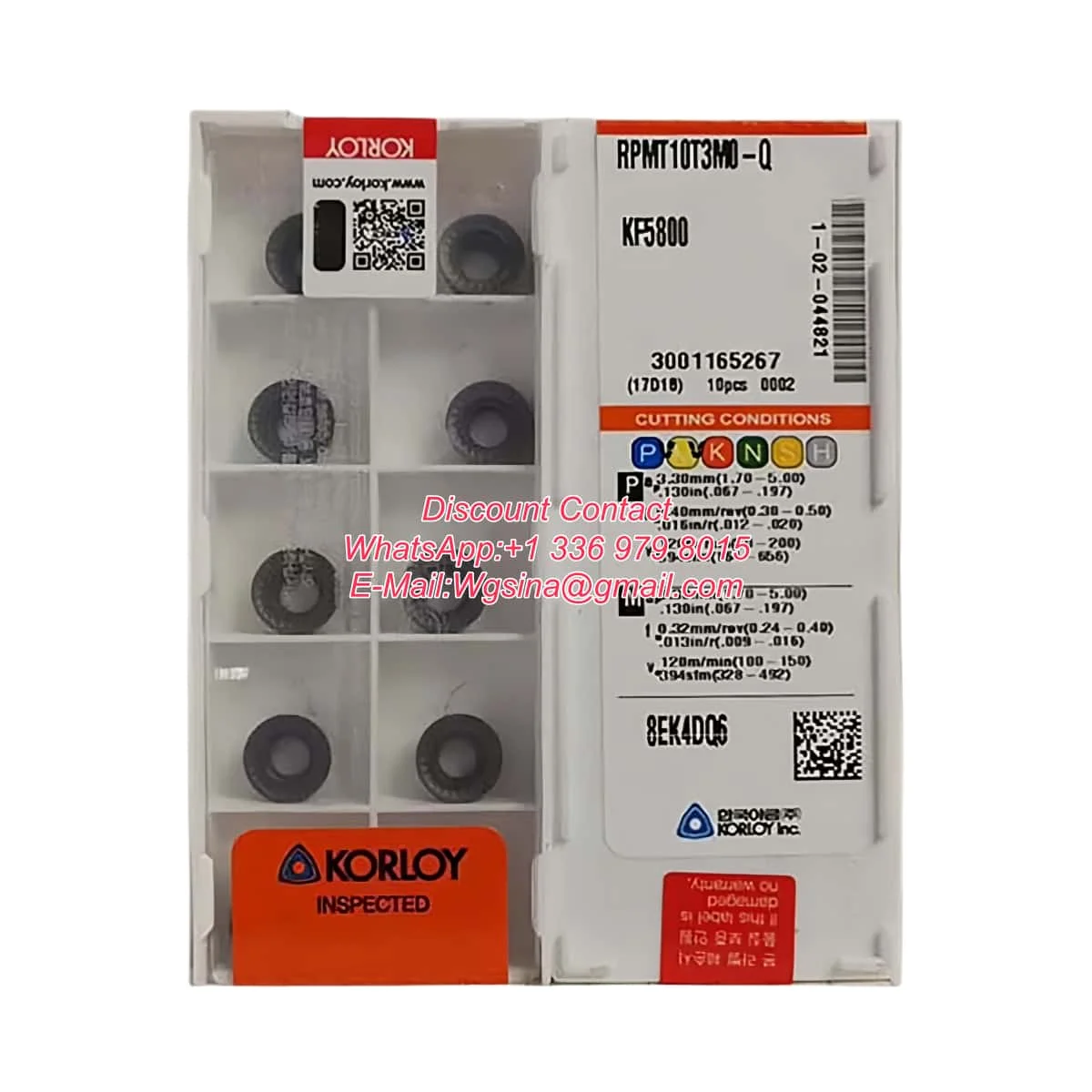 Korloy Original RPMT Milling Inserts RPMT08T2MOE,10T3M0-Q,1204M0-Q PC5300 KF5800