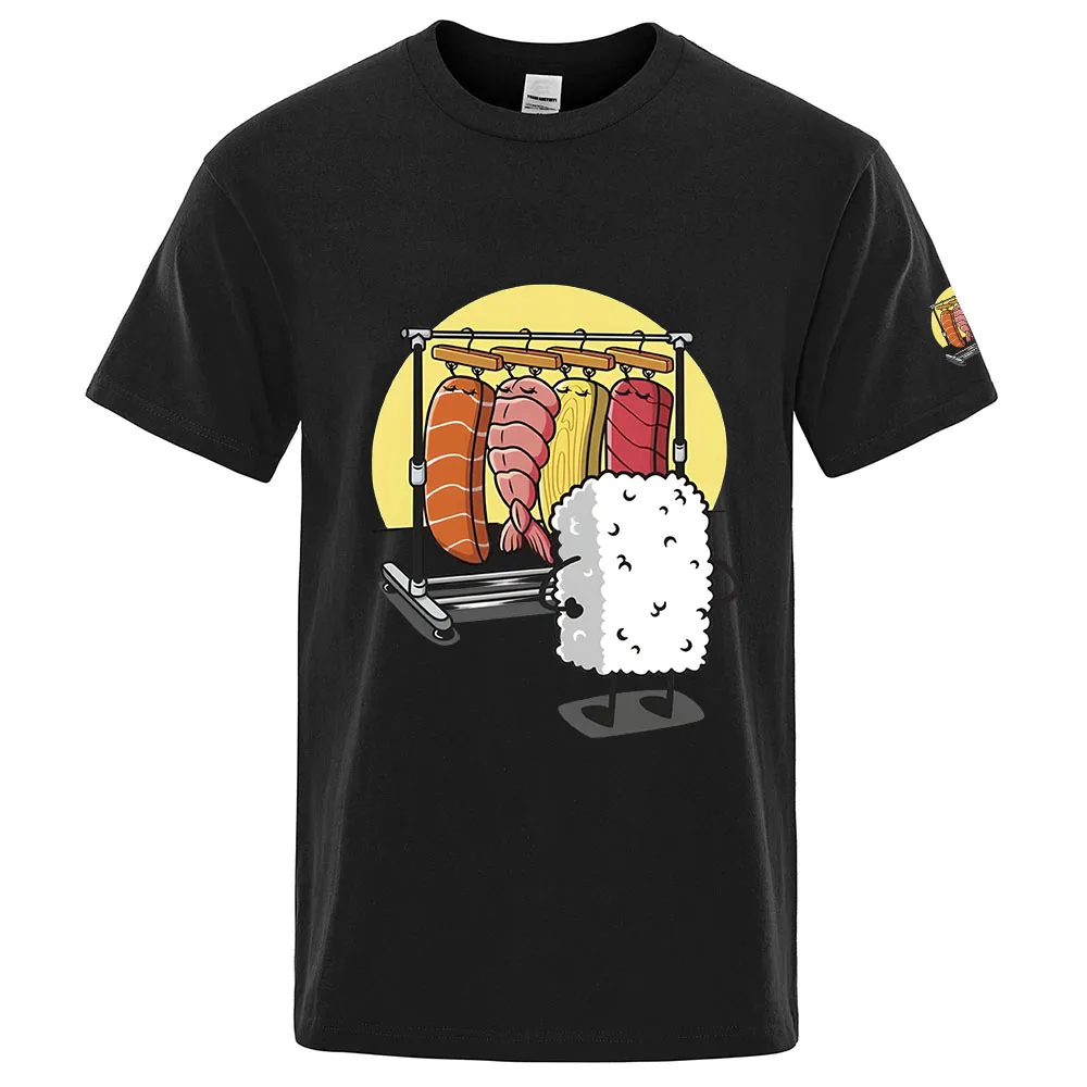Original Design Men's Funny Sushi Wardrobe Shirt Round Neck Short Sleeve T-Shirt Summer New Plush Fashion Eye-Catching Top