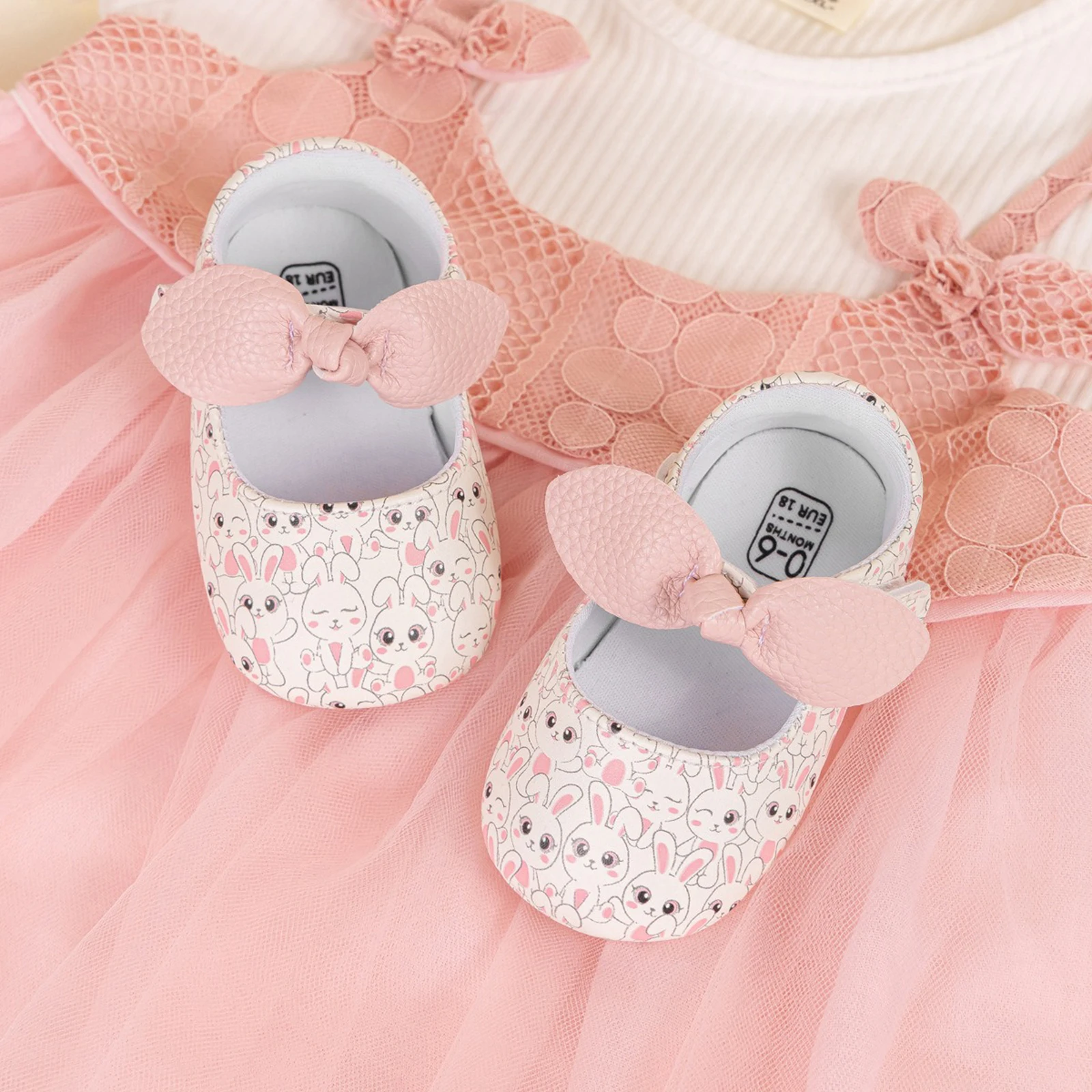 

SUNSIOM 0-18 Months Baby Girls Princess Shoes Soft PU Leather Flower Rabbit Non-slip Bottom First Walker Shoes Toddler Shoes