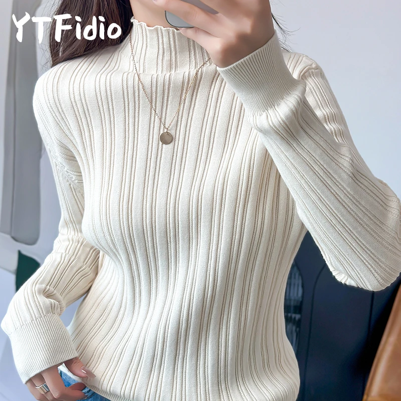 Luxury Plus Size Cotton Women's Custom Collar Pullover Sweater
