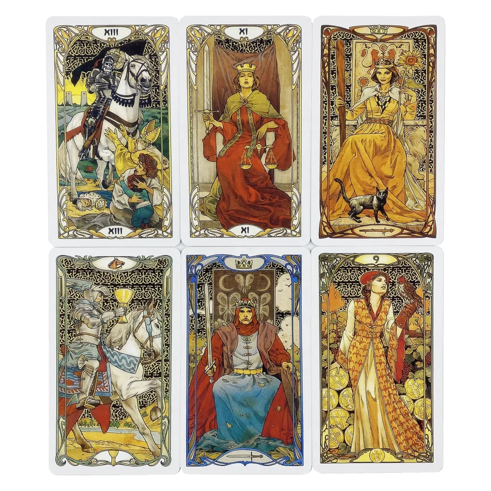 

Golden Art Nouveau Tarot Cards A 78 Deck Oracle English Visions Divination Edition Borad Playing Games
