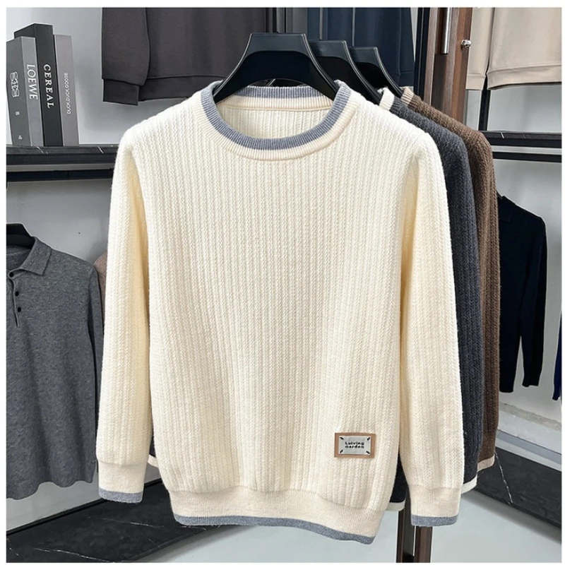 Men's Thickened Knitted Sweater - Soft Wool-like Touch for Casual Wear  High-end Quality Fashionable Pullover Sweatshirt
