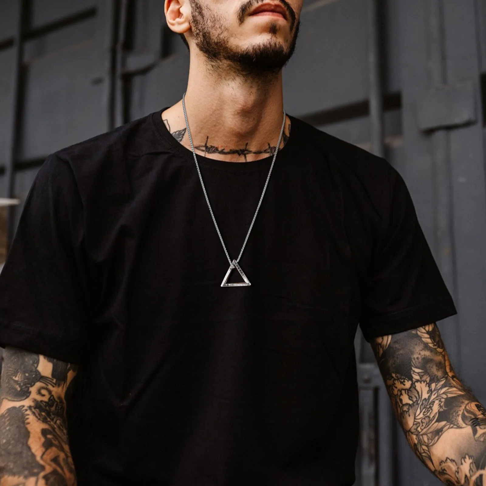 Stylish Amulet Norse Viking Necklaces for Men,Waterproof Stainless Steel Triangle Pendant Collar with 55/60/70cm Box Chain