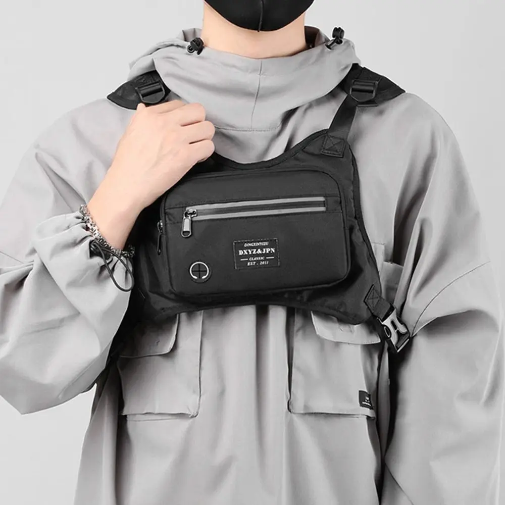 

Backpack Reflective Running Vest Bag Streetwear Breathable Climbing Backpack Large Capacity Waterproof Hip Hop Vest Bag Cycling