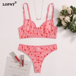 Lopnt-lencería femenina, lencería Sexy para mujer, pantalones cortos, sujetador push-up, ropa interior elegante para mujer, conjunto de lencería íntima transparente