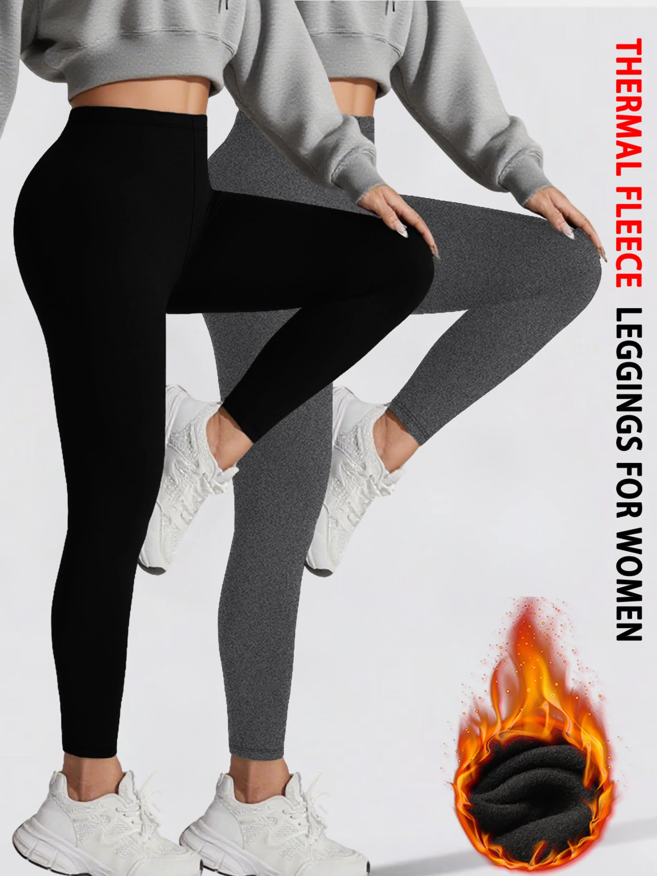 

2 pack Thermal running leggings with fleece interior for women Low Rise design provides warmth and comfort for winter workouts