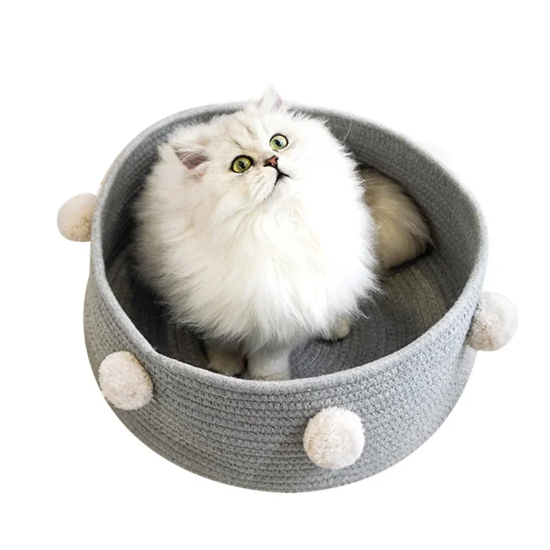 6 Colors Braided Cat Beds Basket Soft Fleece Ball Round Small Dog Bed Puppy Nest Bed Washable Pet Beds For Cats 40*16cm Rat toys