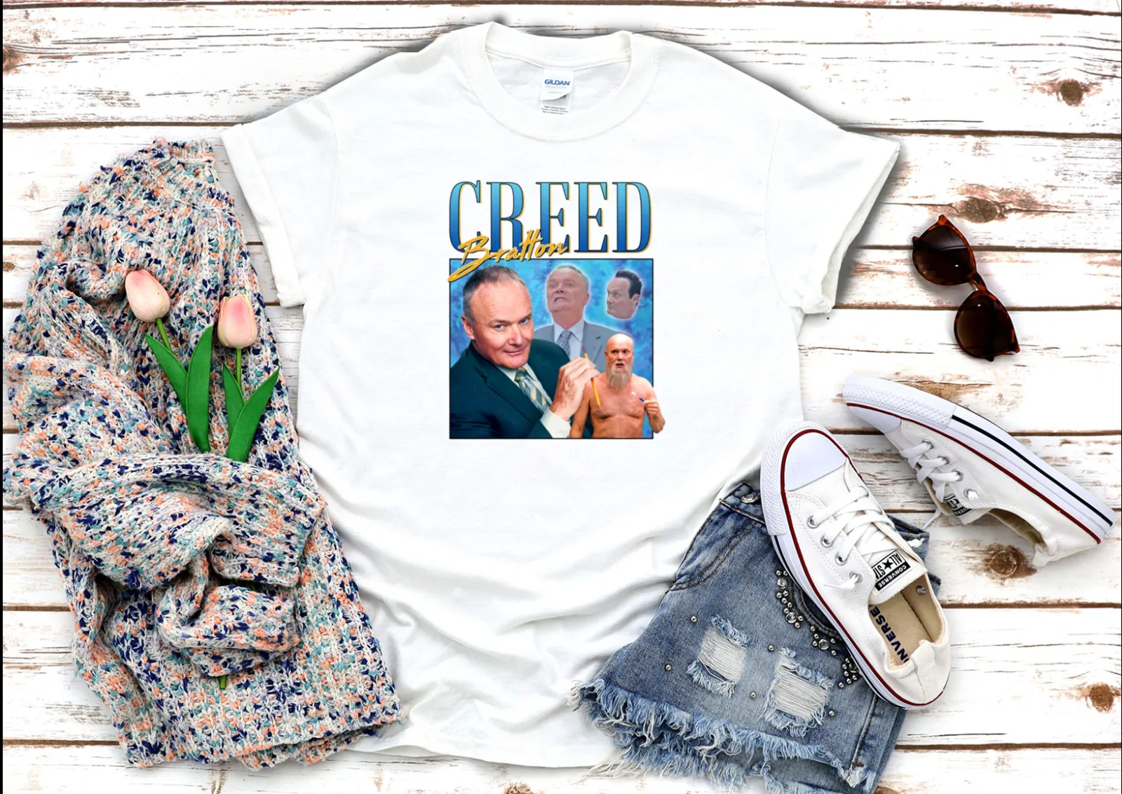 

Creed Bratton,Actor, Short Sleeve White Black Men's T Shirt G108