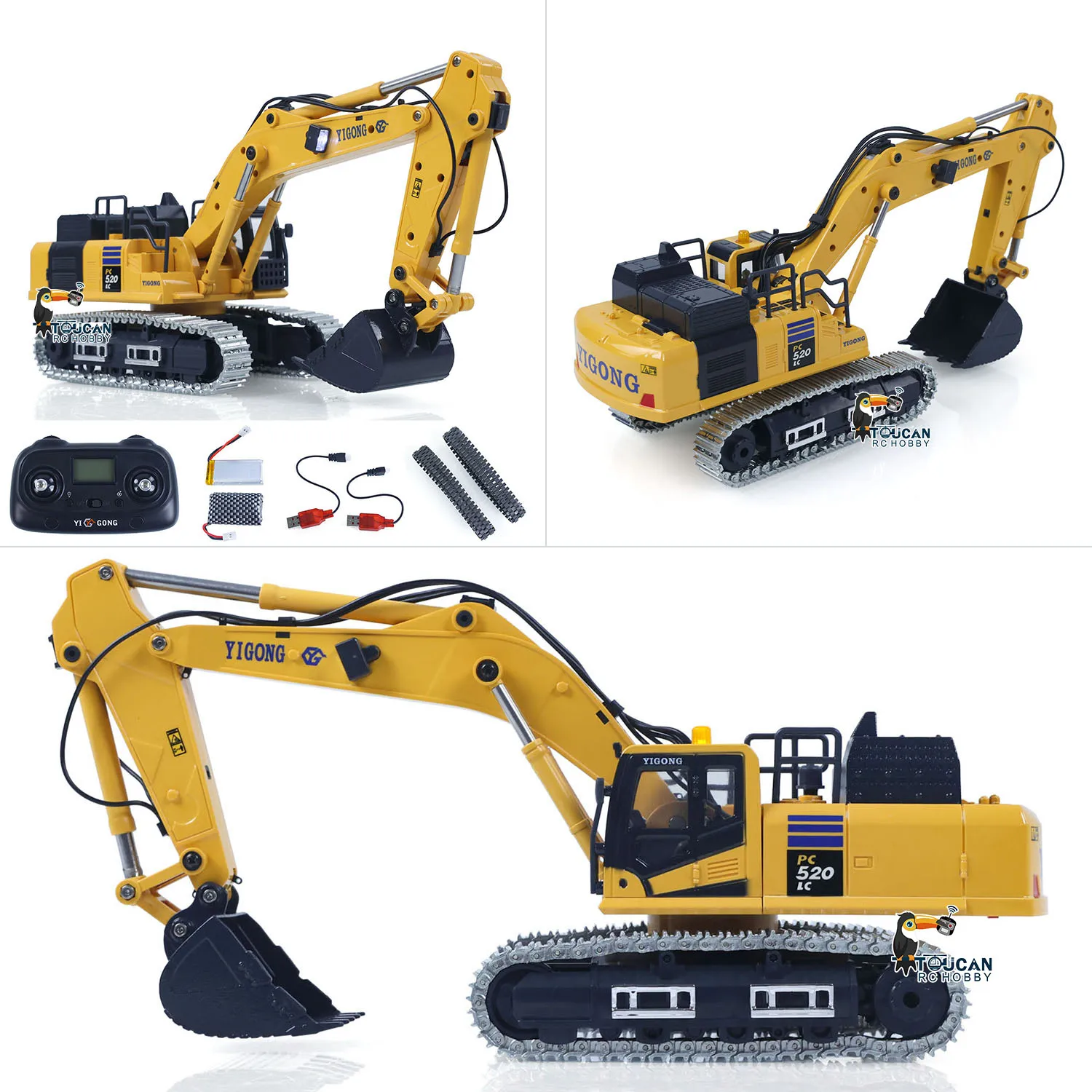 

New 1/50 Mini RC Digger PC520 Electric Lifting Radio Control Excavator Engineering Vehicle Metal Tracks Lights Sound Toy for Boy