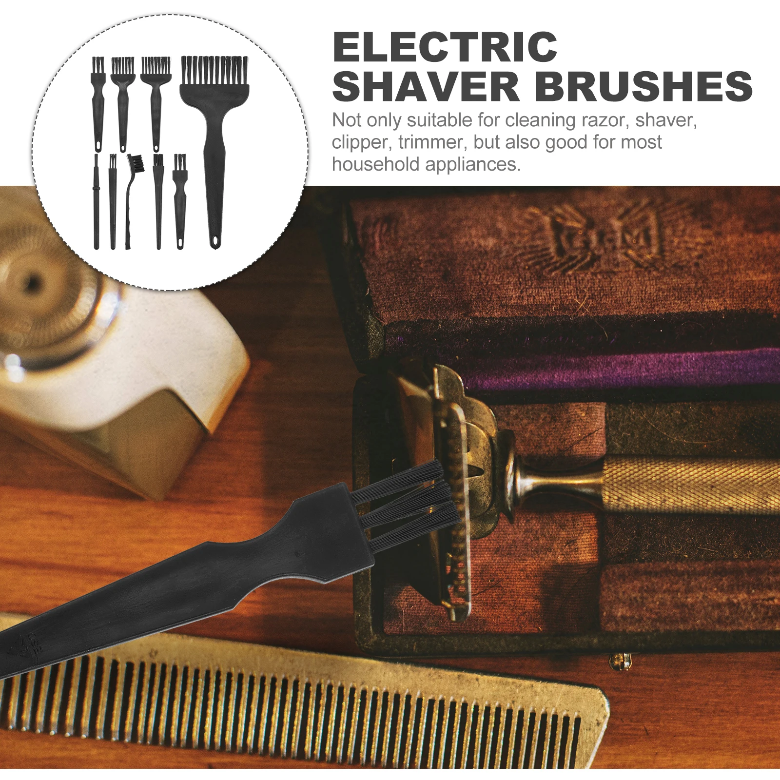 8 قطعة ماكينة حلاقة كهربائية تنظيف فرش دائم مادة البولي بروبيلين مقبض عدم الانزلاق ل الحلاقة المتقلب المقص فرشاة مجموعة السفر المحمولة