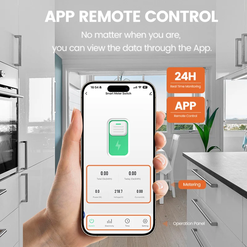 TUYA WIFI 63A MCB Smart Circuit Breaker Leakage Overlord Protection DIN Rail kWh Metering Remote Control Timer for smart life