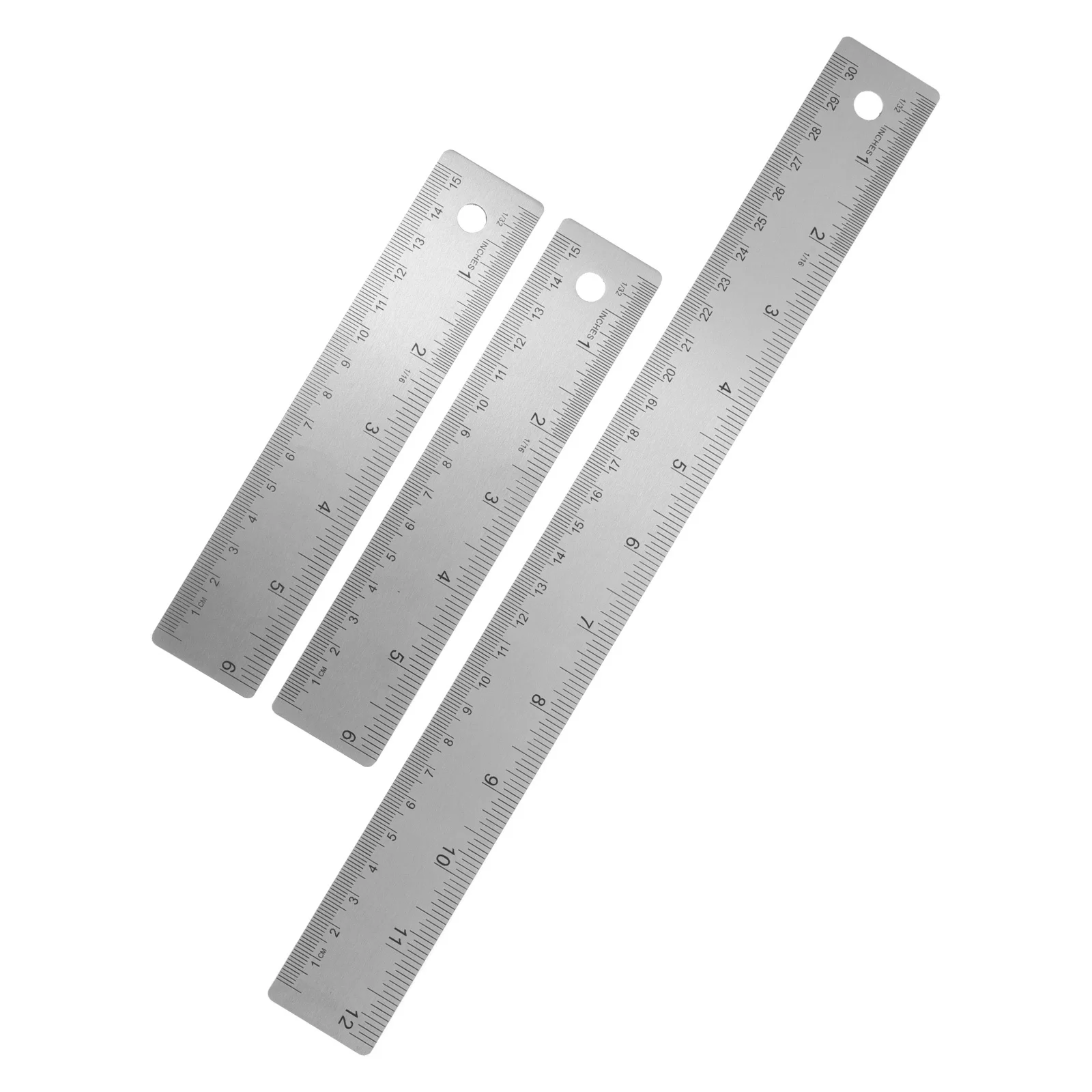 

3Pcs Metal Ruler with Cork Back Stainless Steel 6 Inch 12Inch Non-Slip Straight Edge Ruler Dual Measurement for Student Office