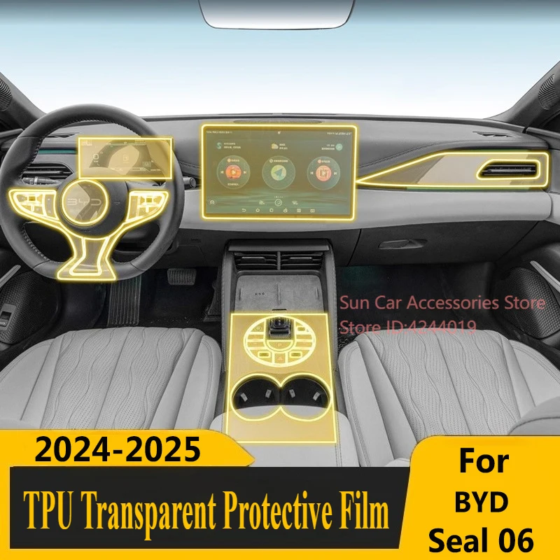 

For BYD Seal 06 DM-i 2024-2025 Screen Central Control Interior Sticker TPU Protective Film Car Interior Modified Accessories