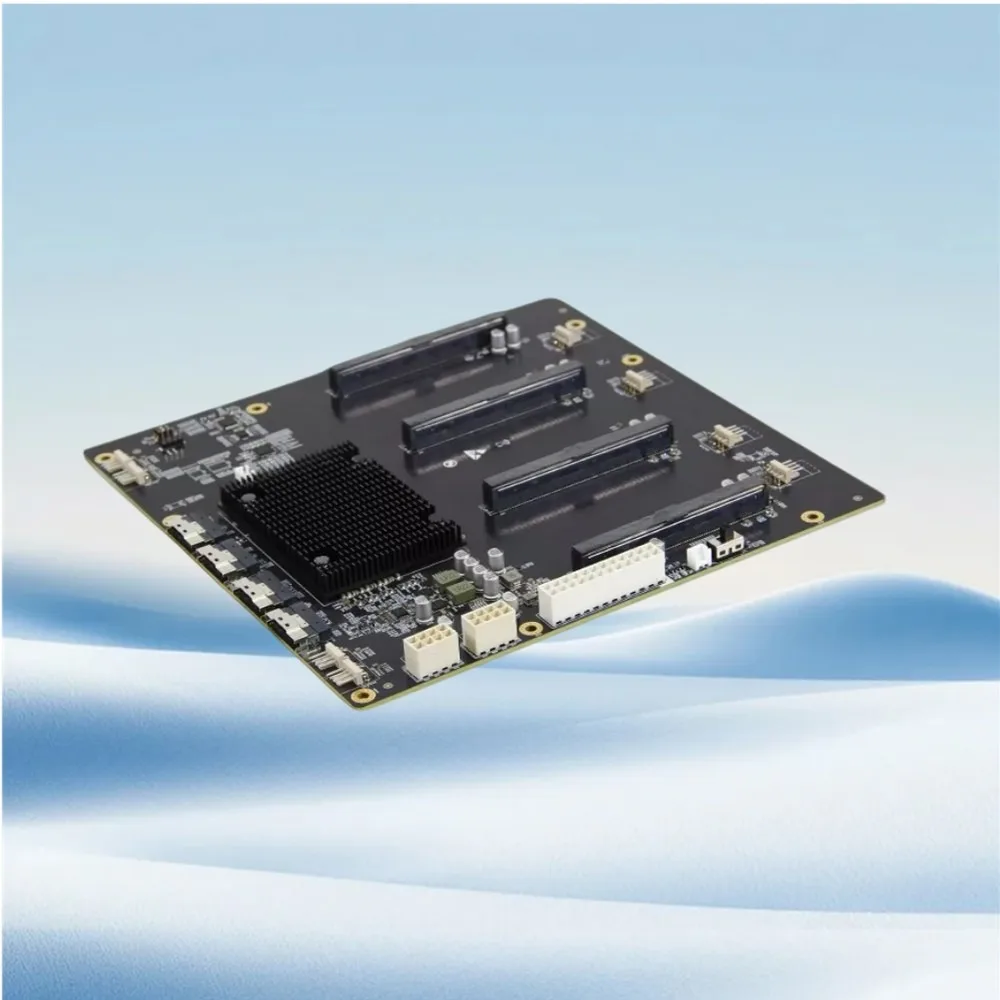 PEX88096 PCIe 4.0 Switch, 4-Slot GPU Baseplate 65mm, No Bifurcation for AI Server