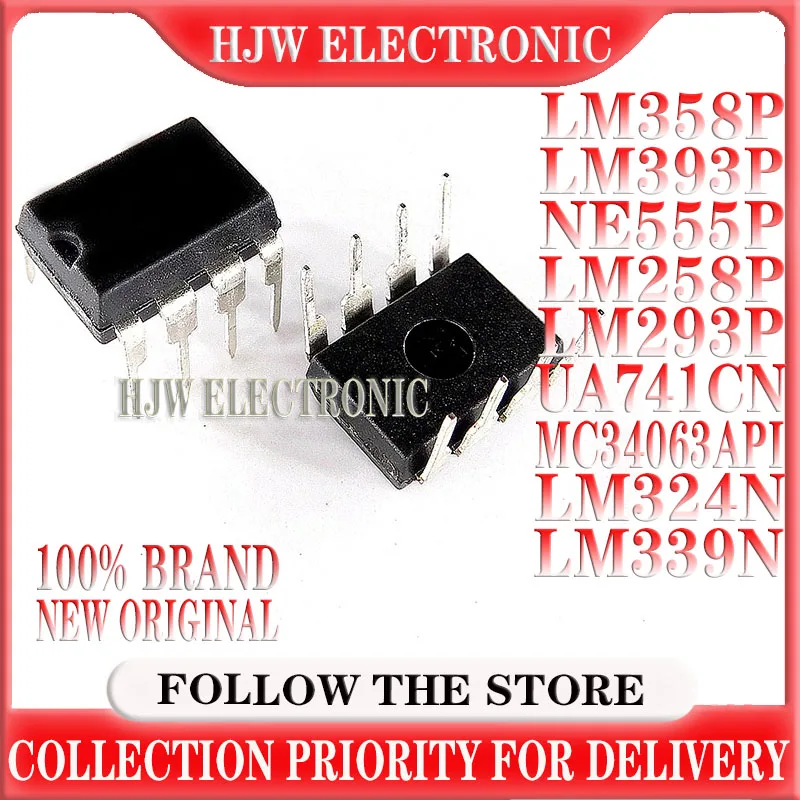 10PCS LM358P LM358 DIP LM358N DIP-8 LM393P LM393 NE555P NE555 LM324N LM324 LM339N LM339 MC34063API MC34063 LM258P LM293P UA741CN