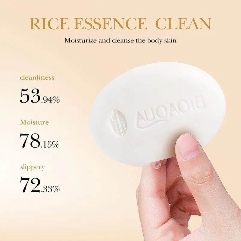 Rice Essence Extract Soap Cleanser Bath Deep Cleaning Pure Hand-made Essential Oil Soap Hydrating Moisturizing Multi-purpose New