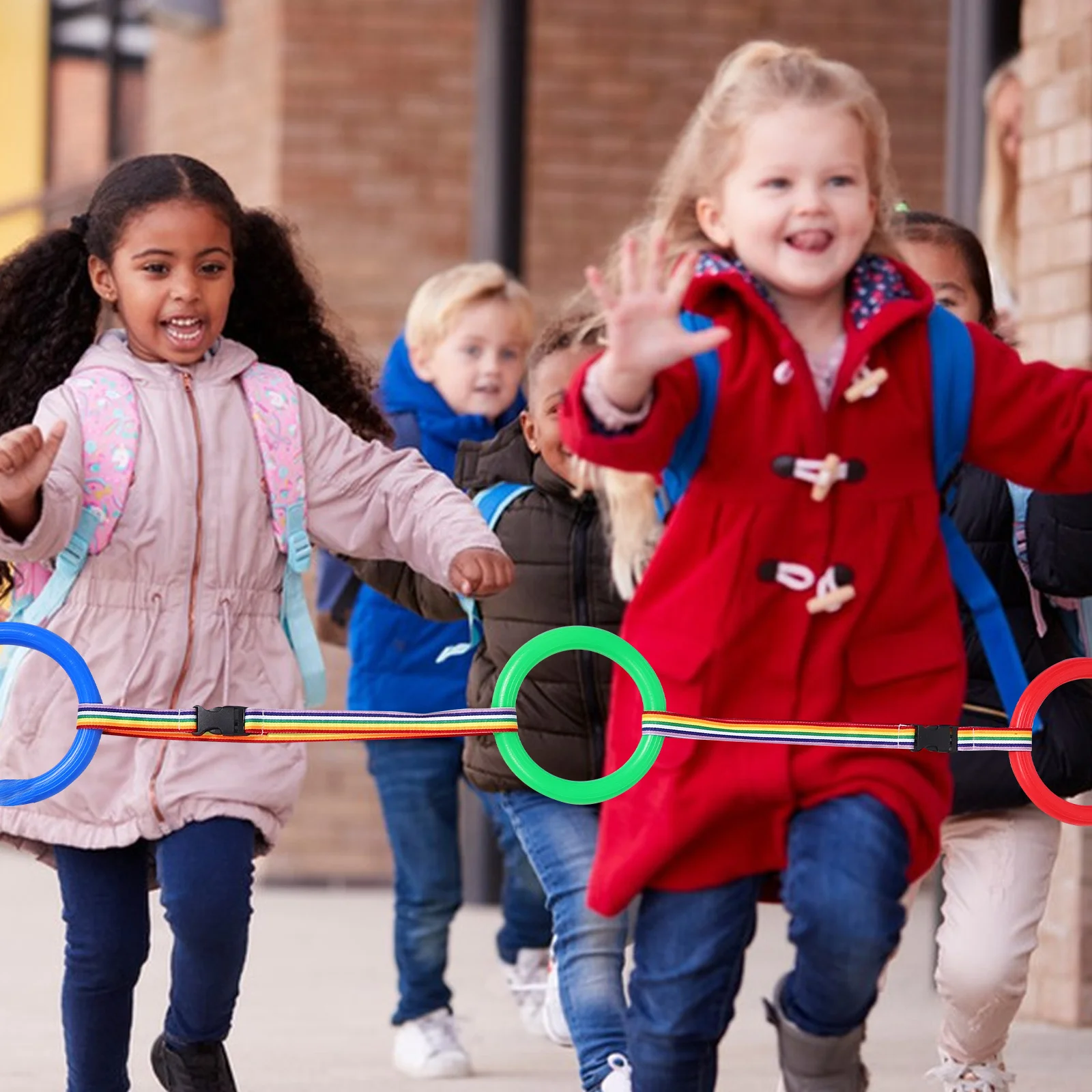 

6pcs Children'S Traction Rope Colorful Preschool Walking Rope With Handles Adjustable Toddler Leash Harness For Kids Safety