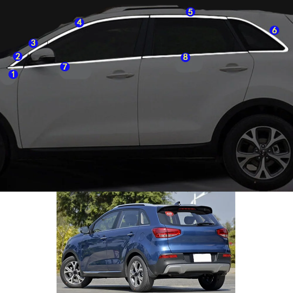 Car Sticker Garnish Pillar Window Middle Strip Trim Frame Hoods Parts For KIA KX3 2015 2016 2017 2018 2019 2020 2021