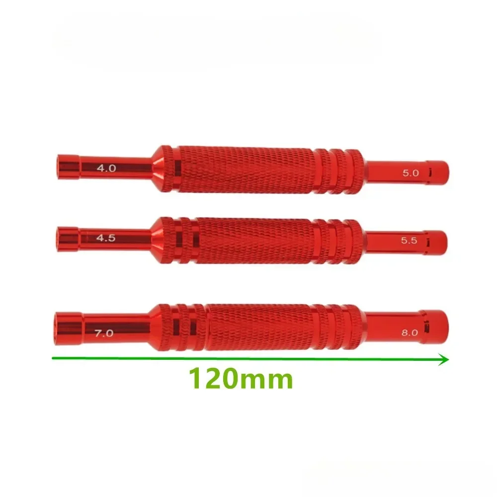 Tournevis à manchon hexagonal à Double tête en alliage d'aluminium 4/4.5/5/5.5/7/8.0mm, outil de clé hexagonale pour pièces de voiture RC 3 pièces/lot