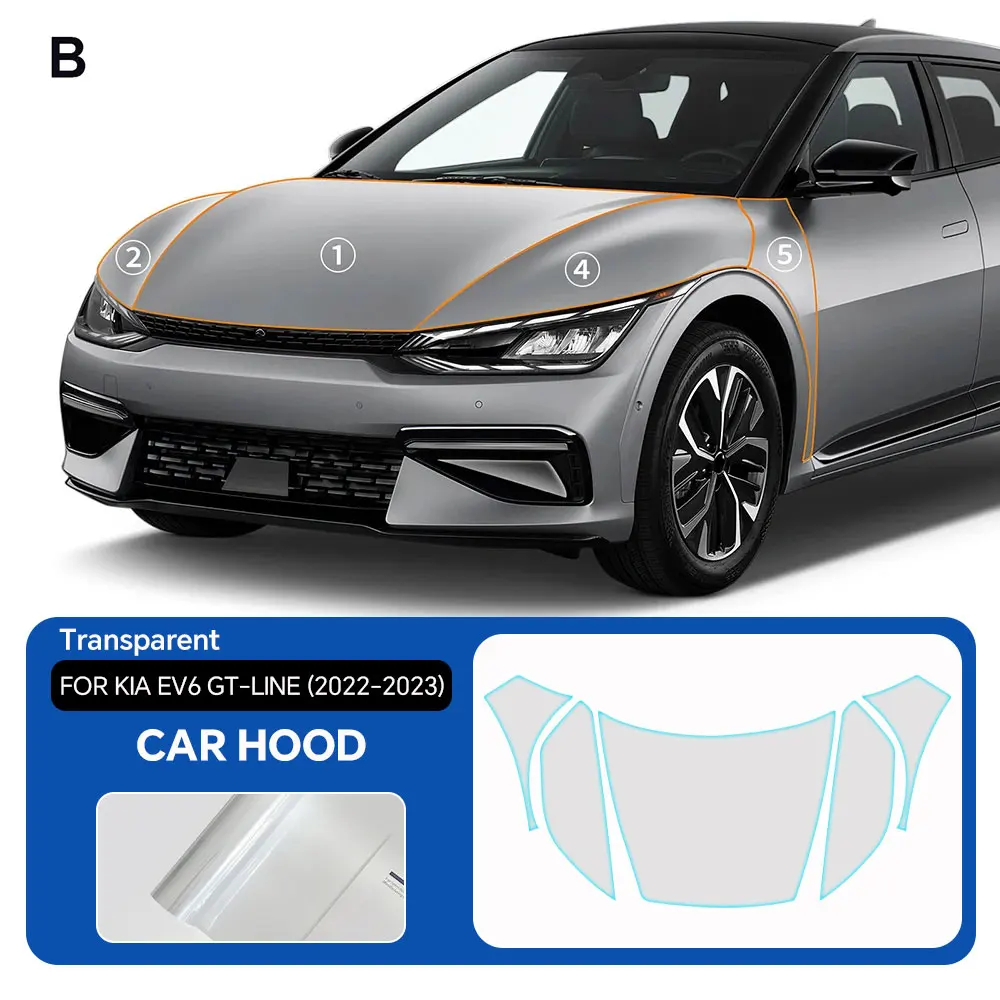

For KIA EV6 GT-Line 2022 2023 Car TPU Pre-cut PPF Kit Scratch-resistant Front Bumper Hood Engine Transparent Protective Film