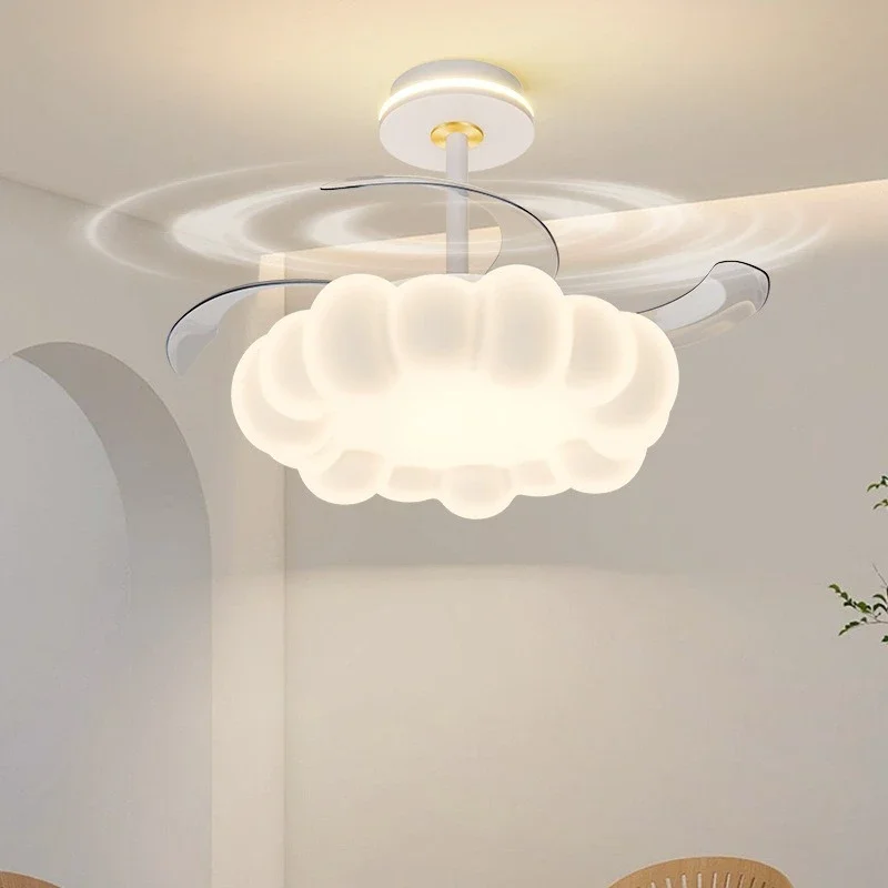 Ceiling fan light With Remote Control Modern Cloud Led Ceiling Fan Lamp For Living Room Bedroom Home Decor dining table