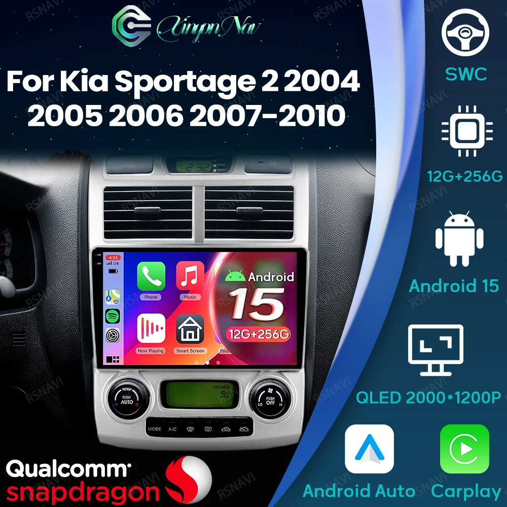 

Android 15 для Kia Sportage 2 2004 2005 2006 2007-2010 Мультимедийное головное устройство Qualcomm Стерео Автомобильный радиоприемник GPS DSP Viedo Player BT