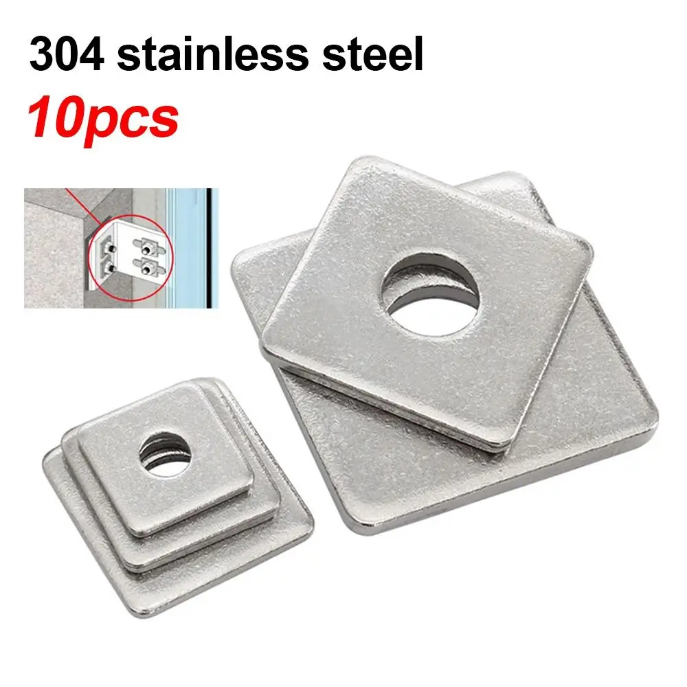 10Pcs M3-M20 Square Plate Washer 304 Stainless Steel Square Design Square Flat Washer Rustproof Corrosion Resistant Spacer Pad