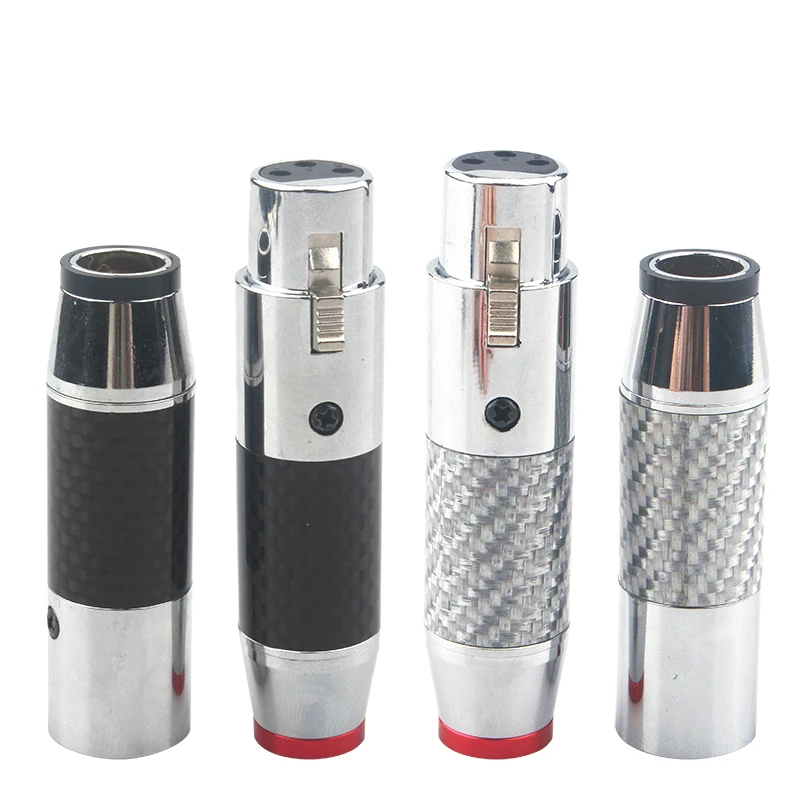 HiFi Rhodium Plated Carbon Fiber XLR Plug Electromagnetic Shielding Balanced Cable Connector HiFi Audio Adapter