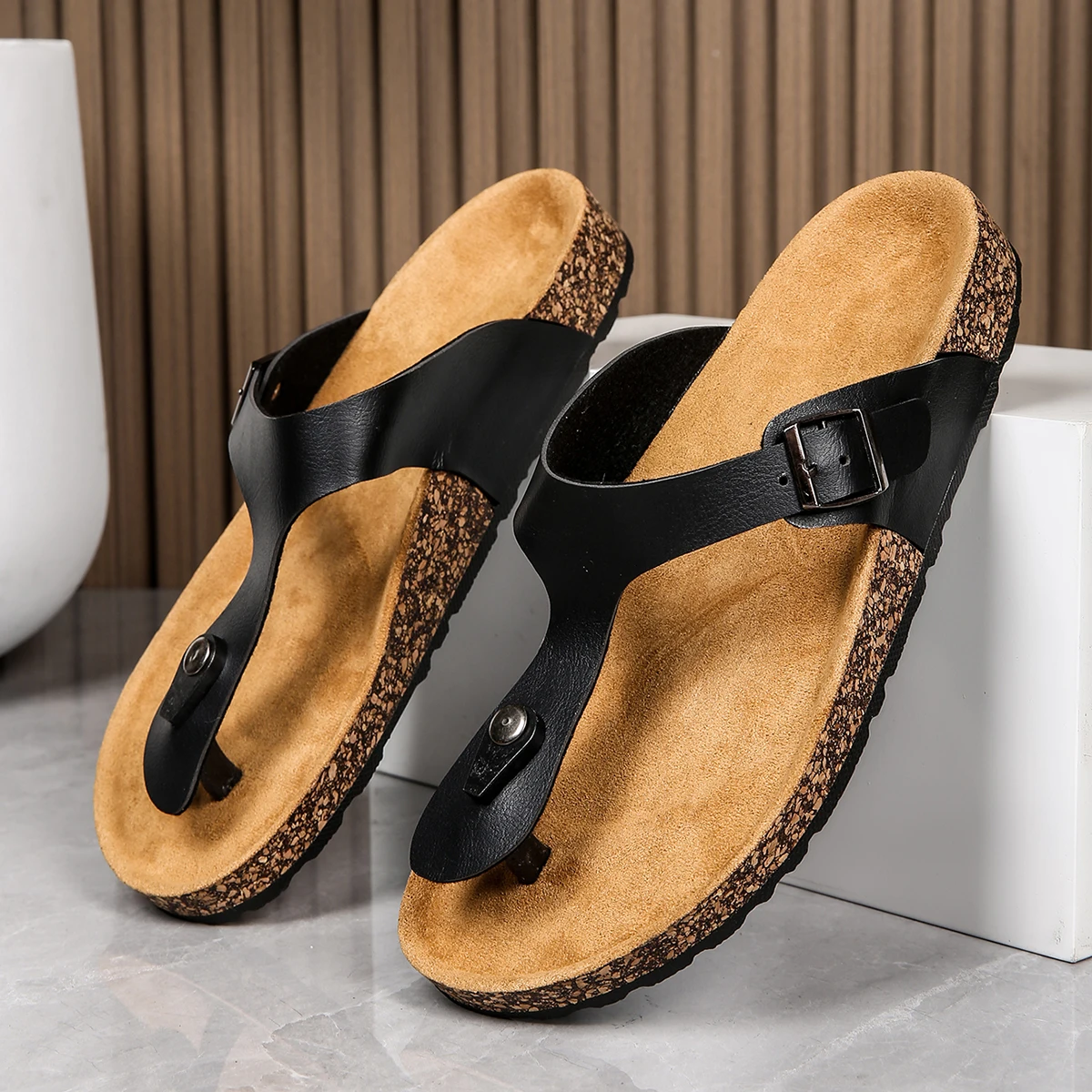 

Summer Slippers Flip-Flops for Men Beach Slippers Brown Sandals Comfortable Shoes Non-Slip Shoes Men Shoes