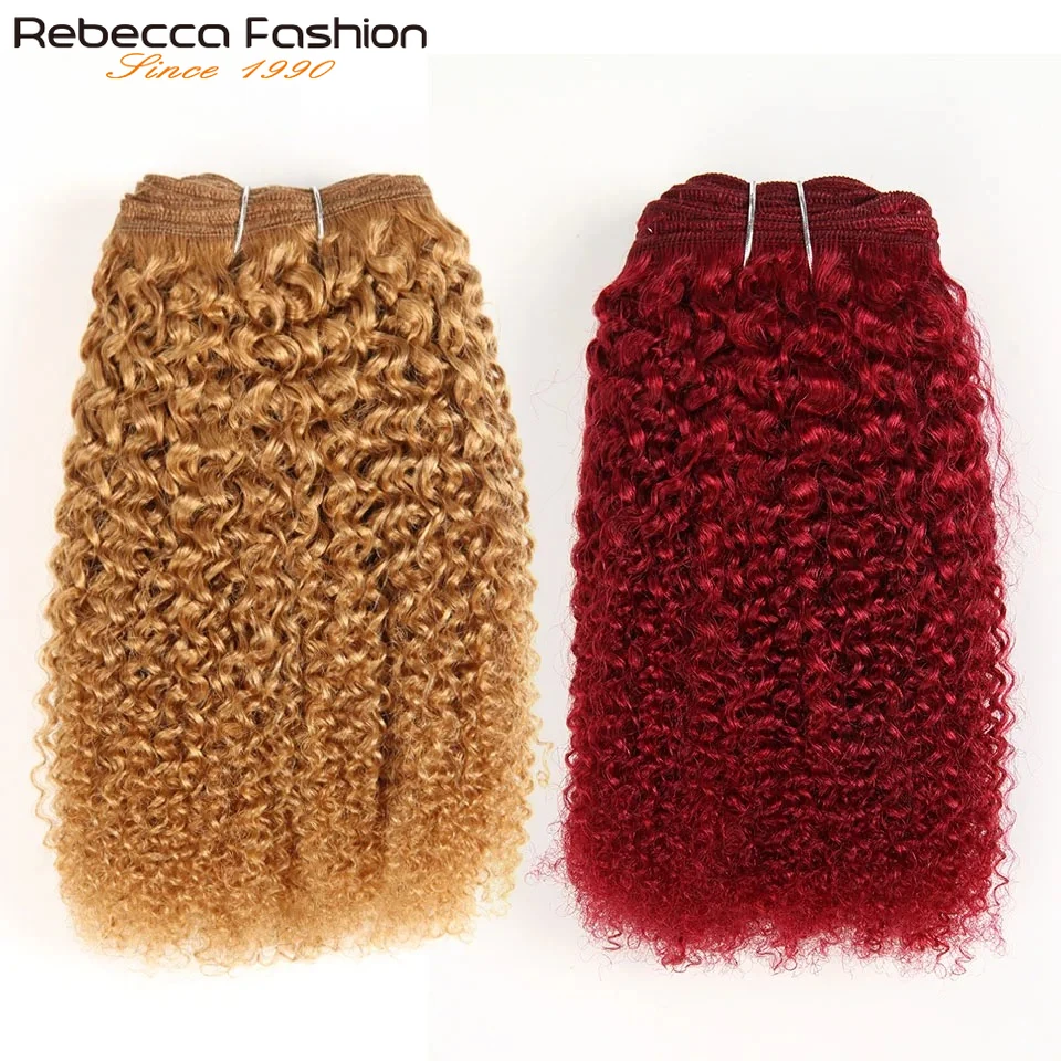Rebecca Afro Kinky Wave Curly Hair Peruvian Human Hair Weave Bundles Deal #1B #2 #4 Brown Red Colored Remy Hair Extension