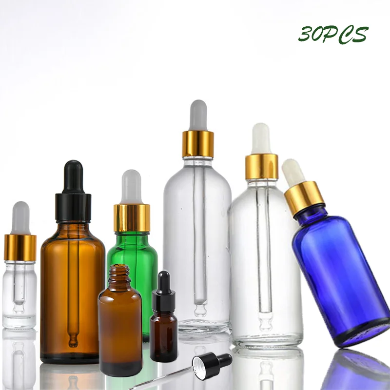 

30pcs Dropper Bottles for Essential Oils Glass Bottles with Eye Droppers - Liquids Tincture Bottles Leak Proof Travel 5ml-100ml