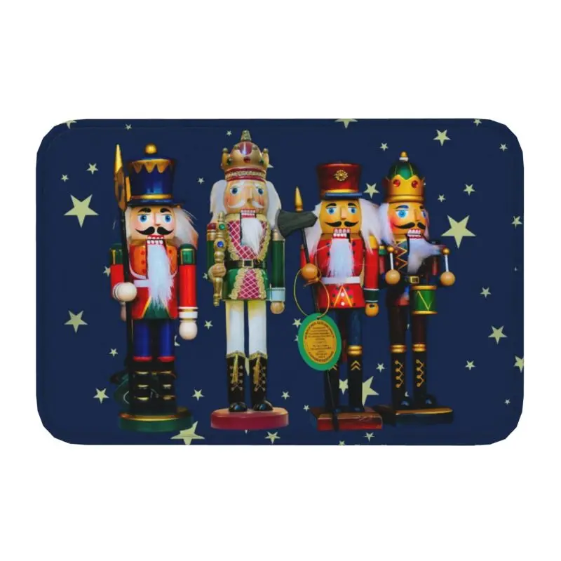 Holiday Nutcrackers Front Door Mat Anti-Slip Waterproof Christmas Nutcracker Cartoon Soldier Doormat Kitchen Balcony Rug Carpet