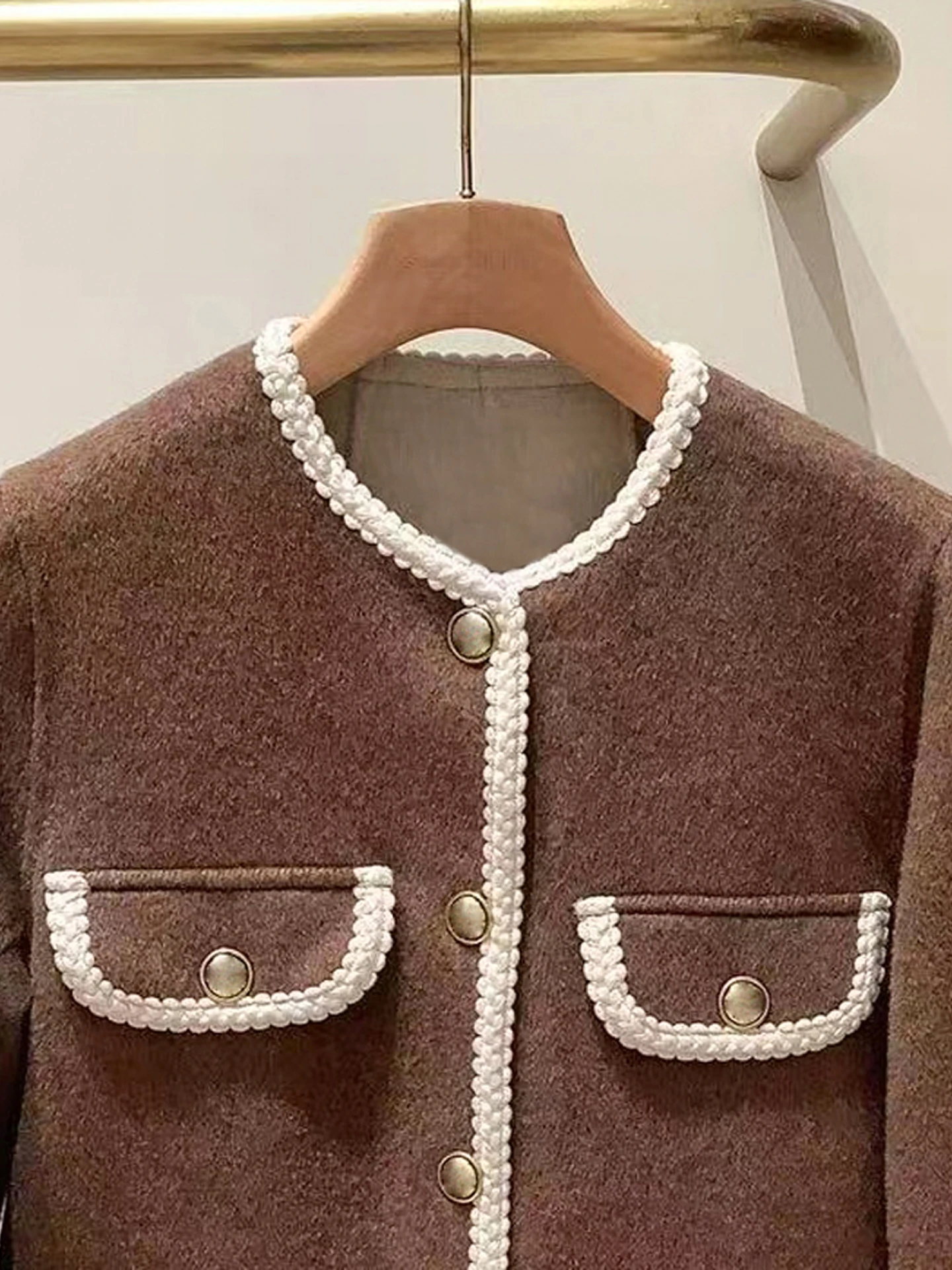 

S Home Nan You High End Women's Faion 2025 Autumn Retro Casual Lace Thi Tweed Open Cardigan Coat for Women