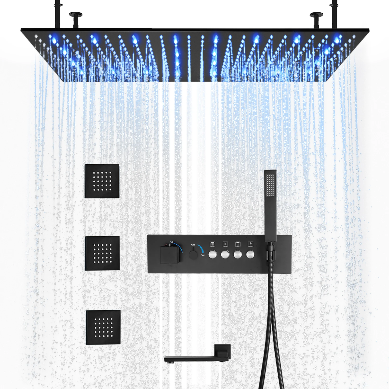 Constant temperature mixed water shower valve 80x40cm large top spray rain forest water faucet kit bring down the water outlet