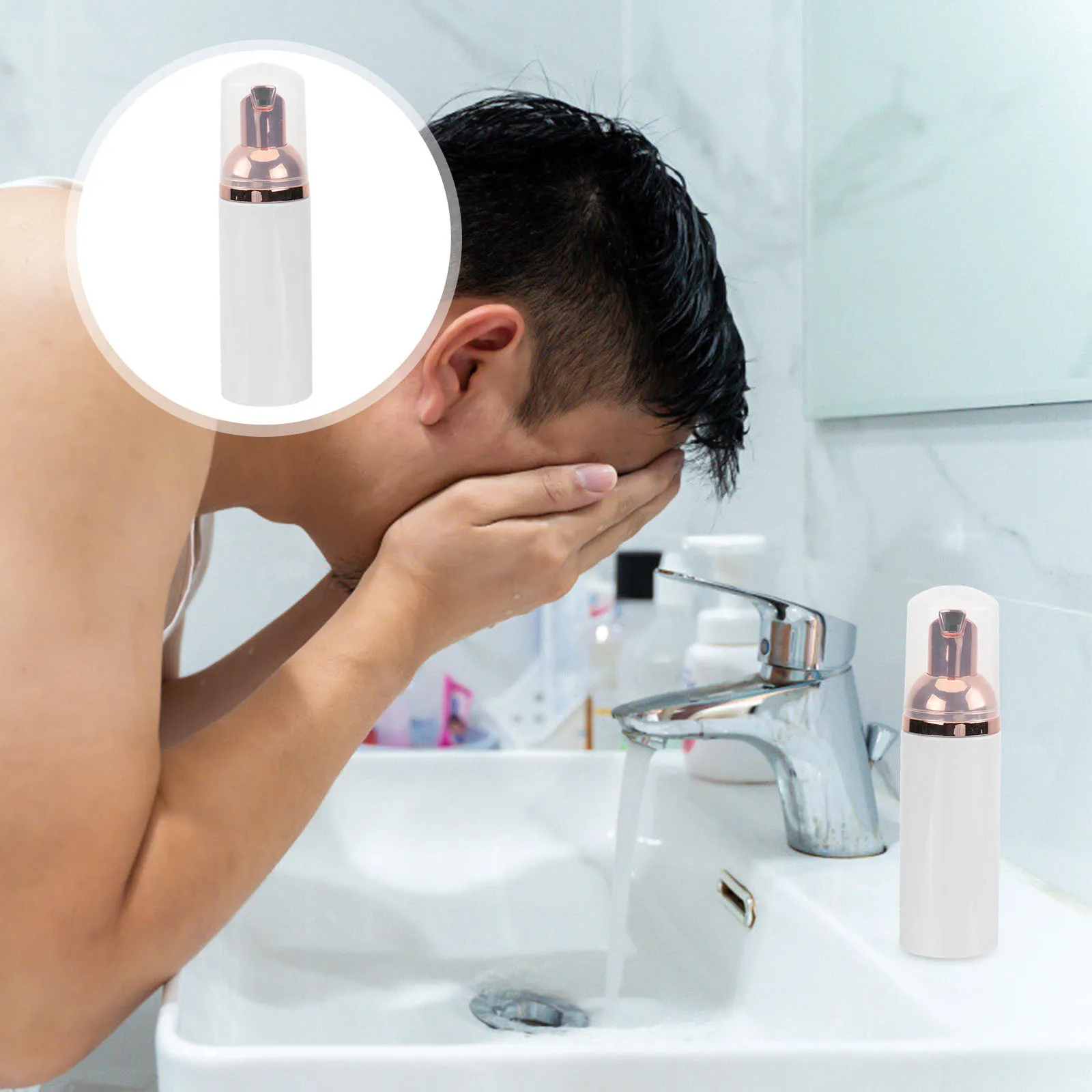 6 bottiglie con pompa in schiuma contenitori per trucco in plastica riutilizzabili testa della pompa in oro rosa per shampoo lozione detergente uso portatile